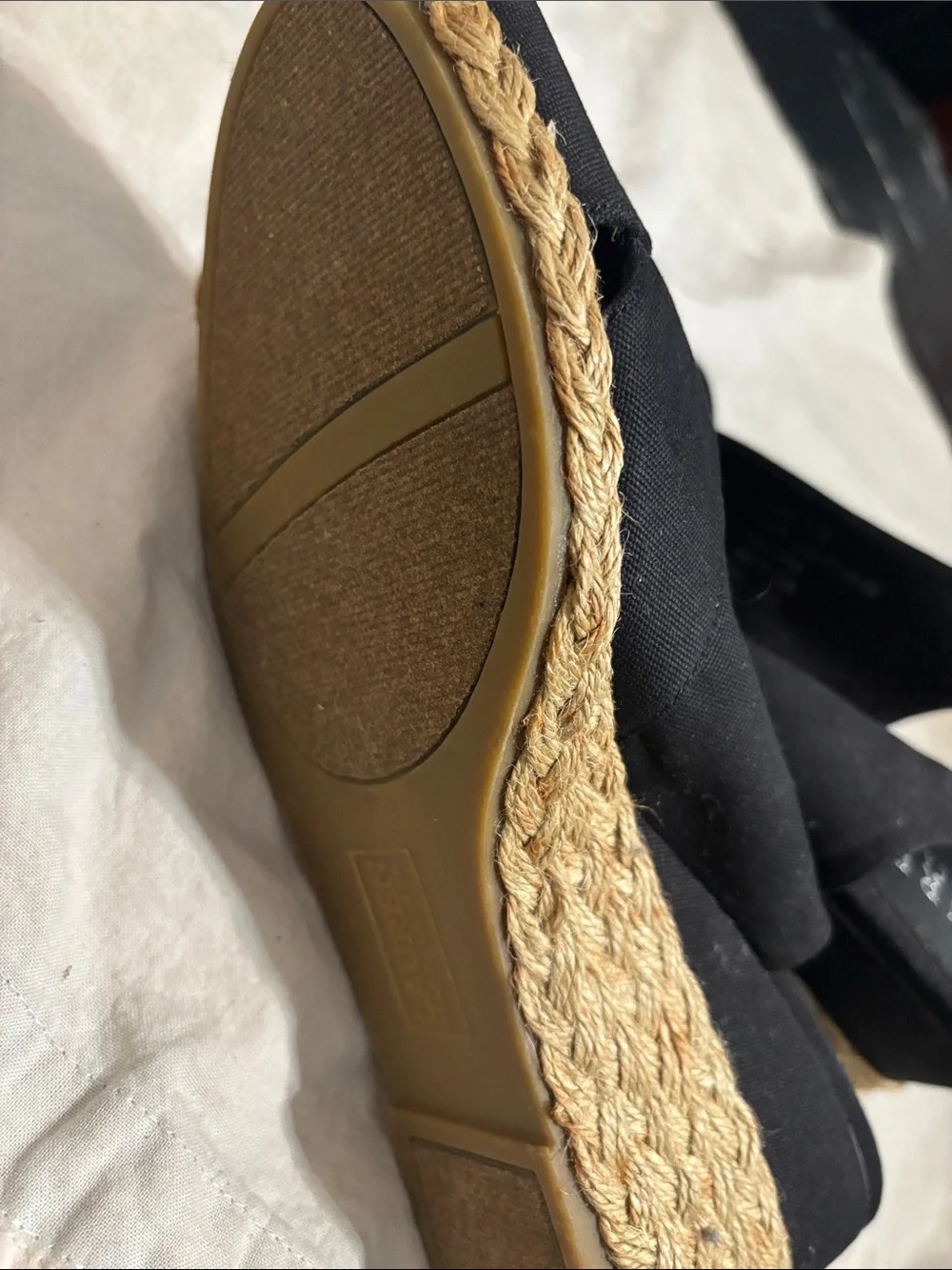 Lauren Ralph Lauren Black Canvas Peep-Toe Espadrille Wedges